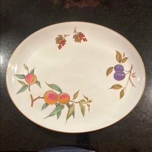 14" Oval Serving Platter Evesham Gold by Royal Worcester